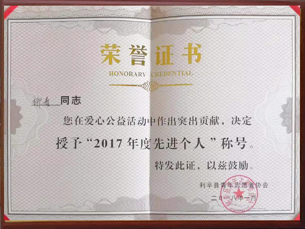 柳春2017年度先進(jìn)個人